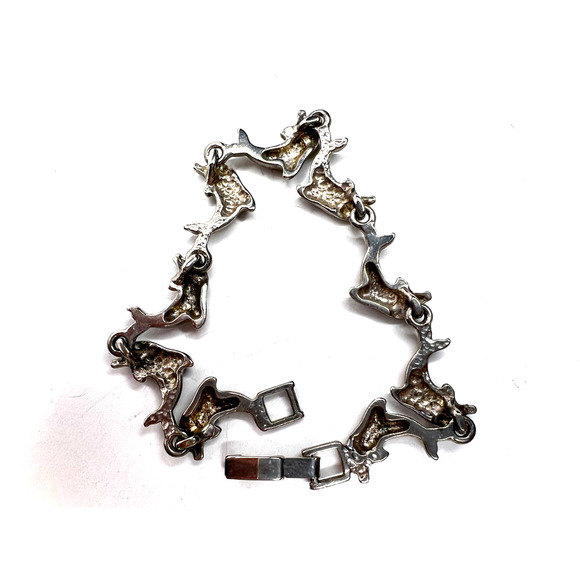 Vintage Dolphin Link Bracelet Silver Tone Ocean - Picture 4 of 5